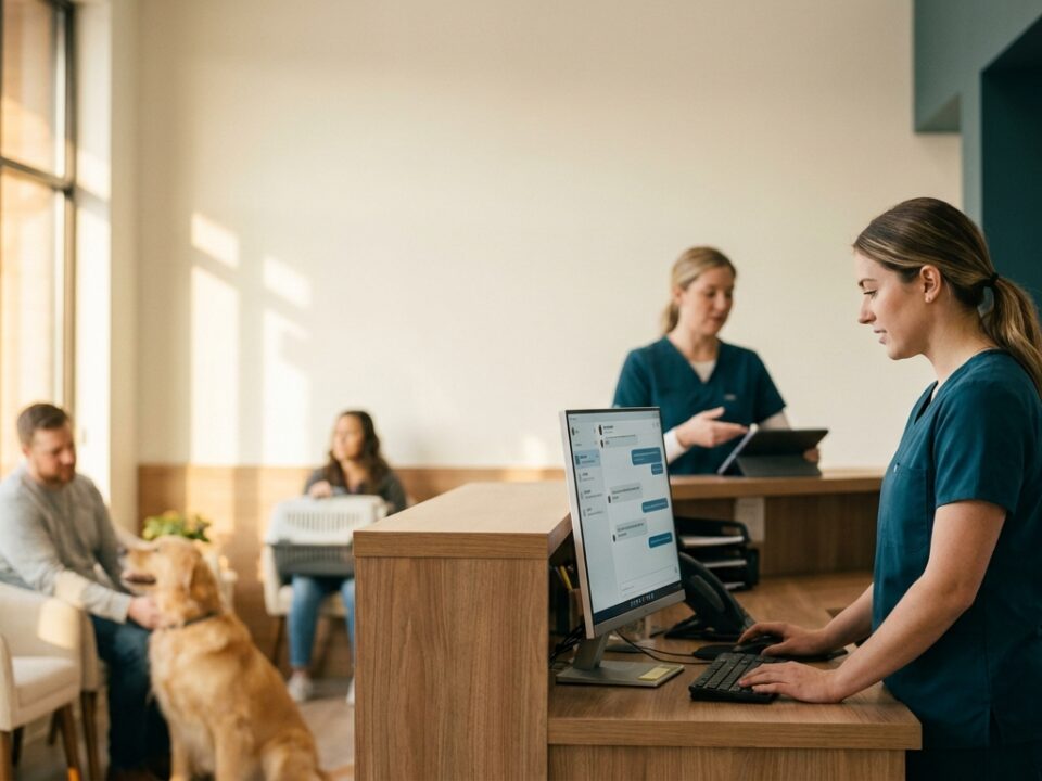 Capa ilustrando chatbot para clínicas veterinárias, com atendimento automatizado via WhatsApp